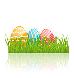 Easter background with paschal ornamental eggs