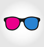 3d glasses red and blue on white  background