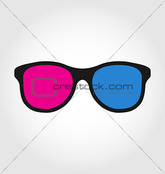 3d glasses red and blue on white  background