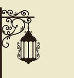 Vintage forging ornate street lantern isolated