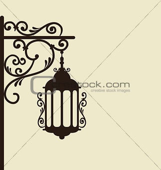Vintage forging ornate street lantern isolated