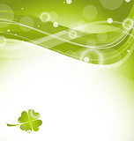 Abstract wavy background with clover for St. Patrick's Day 
