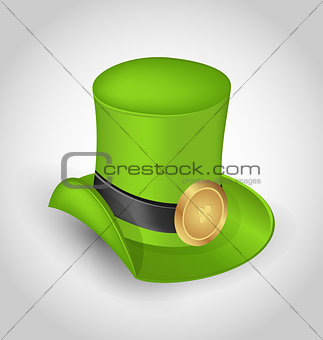Green hat with buckle in saint Patrick Day - isolated on white b