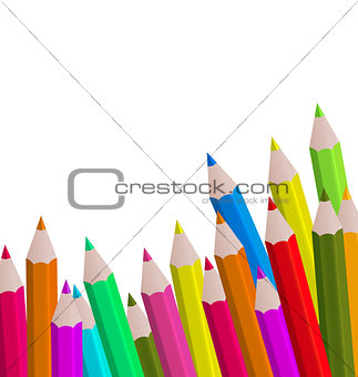 Set colorful pencils on white background