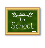 School blackboard with text, on white background