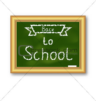 School blackboard with text, on white background