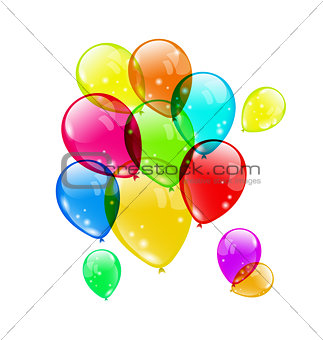 Set colorful balloons on white background for your holiday 