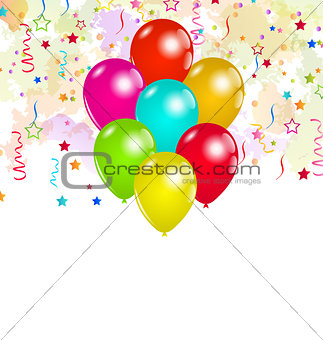 Set colorful balloons and confetti for your party 