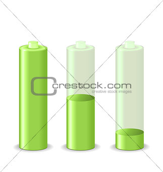 Set battery charge status, isolated on white background