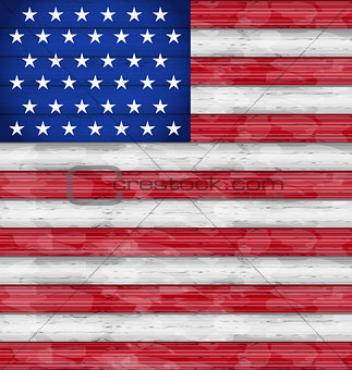 American Flag for Independence Day, wood texture