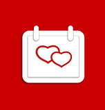 Calendar icon for Valentines day with hearts 