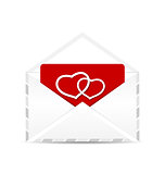 Open envelope with valentine postcard