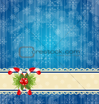 Christmas vintage wallpaper with sweet cane