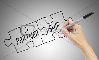 hand drawing the word 'Partnership' business concept