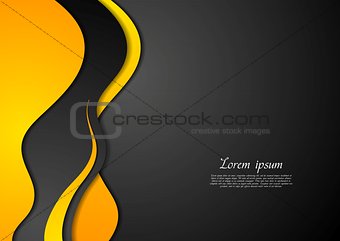 Abstract black and yellow waves