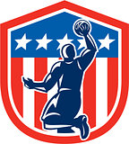 American Basketball Player Dunk Rear Shield Retro