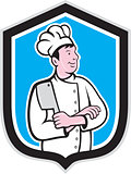 Chef Cook Holding Knife Arms Crossed Cartoon