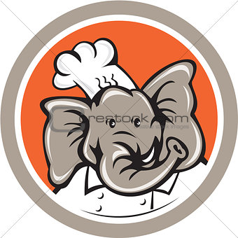 Elephant Chef Head Cartoon