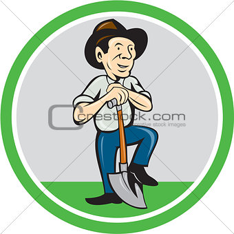 Farmer Shovel Standing Cartoon
