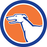 Greyhound Dog Head Side Retro Circle