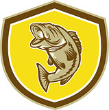Largemouth Bass Jumping Shield Retro
