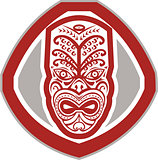 Maori Mask Face Front Shield Retro