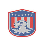 Metallic American Bald Eagle Head Flag Shield Retro