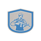 Metallic Soldier Military Serviceman Rifle Side Crest Retro