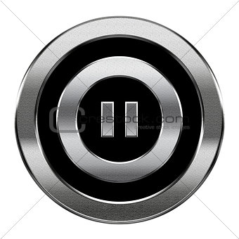 Pause icon silver, isolated on white background.