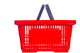 empty plastic shopping basket on a white background
