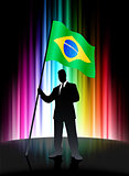 Brazil Flag with Businessman on Abstract Spectrum Background