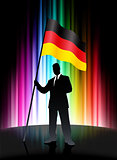 Germany Flag with Businessman on Abstract Spectrum Background