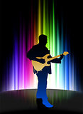Live Musician on Abstract Spectrum Background