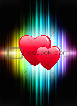 Hearts on Abstract Spectrum Background