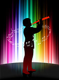 Live Musician on Abstract Spectrum Background