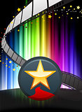 Star Button on Abstract Spectrum Background 
