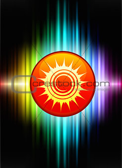 Sun Icon Button on Abstract Spectrum Background