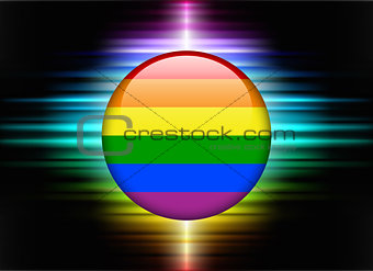 Gay Flag Icon Button on Abstract Spectrum Background