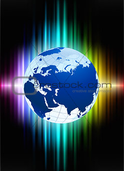 Globe on Abstract Spectrum Background