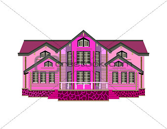 Pink wooden house icon on white background - Vector illustration
