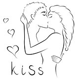 Kissing of a young couple