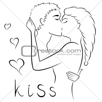 Kissing of a young couple