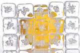 ice cubes and lemon slice