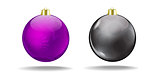 Violet and black Christmas balls with a translucent pattern