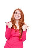 young smiling redhead woman portrait isolated expression 
