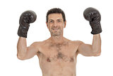 adult smiling man boxing sport gloves boxer isolated