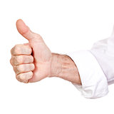 businessman shows thumb up isolated 