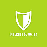 Internet security flat vector icon on green background