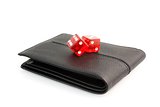 red dice on the leather wallet