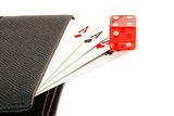 playing card in the leather wallet